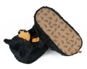 Pair of Black Bear Slippers bottom view